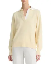 Vince Contrast Collar Polo Sweater