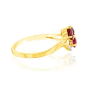 9ct Yellow Gold 1.19Ct Created Ruby & 5 Diamond Ring, S