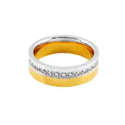 Bevilles Stainless Steel Cubic Zirconia Channel Two Tone Men's Ring