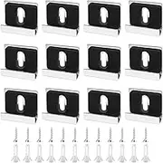 12 Pcs Metal Mirror Holder Kit, Mirror Hanger Clip with Screws Rubber Pads Heavy Duty Mirror Hanger for Wall Mounting Frameless Mirror