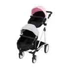 Deluxe Tandem Double Doll Pram Twin Stroller Toddler Baby Jogger Pram Toy Kids