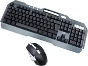 1Set Wireless Gaming Keyboard and Mouse Ergonomic Backlit Keyboard Mouse Kit for Computer Water Resistant Design Multimedia Keys Black