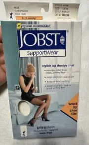 Jobst 8-15 Ultrasheer Support Compression Stockings Sz. 4.5-6.5 Knee White New