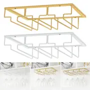 Under Shelf Cupboard Mounted Hanging Wine Rack Glasses Stemware Holder Storage
