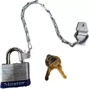 Master Lock 3C6KA-3597 Laminated Steel Padlock w/Collar and Chain Keyed Alike Ke