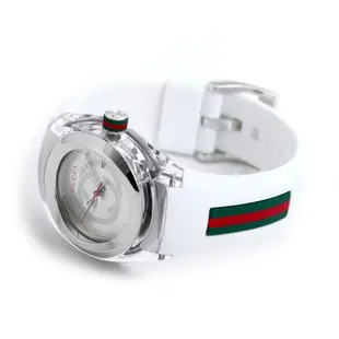 GUCCI YA137302 古馳 手錶 36mm 白色面盤 白色橡膠錶帶 女錶 男錶