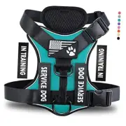 Service Dog Harness, Reflective Dog Vest Harness X-Small (Pack of 1) Turquoise