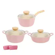 Neoflam 6pc Pot Set with Lid, Nonstick Ceramic Coating Stockpot Low Pot Saucepan