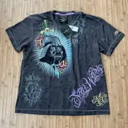 NWT Darth Vader Mens 3XL Marc Ecko Sword Roses T Shirt Star Wars Cut Sew Gray