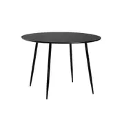 Oikiture 110cm Dining Table Round Wooden Table With Marble Effect Metal Legs BK