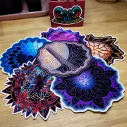 Galaxy Themed Mandala Stickers (Set of 6 Transparent/Window Stickers)