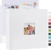 [Mublalbum] 12x12 Inch DIY Scrapbook Photo Album with 40 Plastic Sleeves 80 Pages Linen Cover 3 Ring Folder Binder for Wedding Baby Family and DIY Projects (White)