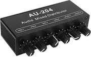 Headphone Amplifier 2 Way Input 4 Way Output Metal Stereo Audio Amplifier, Aluminum Alloy Mini Earphone Splitter, Stereo Audio Splitter Box, 3.5mm for Studio and Stage