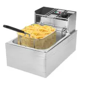 6L Electric Deep Fryer Commercial Kitchen Cooking Basket Stainless Steel Fryer