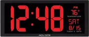 AcuRite 14.5" Large Digital LED Oversized Wall Clock with Date 14.5-Inch, Red