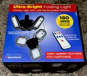 Ultra-Bright Folding Light With USB Rechargeable Battery 180 Lumens White Remote