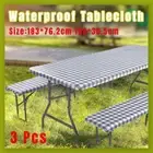 3PCS Waterproof Picnic Table Bench Cover Elastic Fitted Tablecloth Outdoor Deco