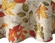 Elrene Home Fashions Autumn Leaves Fall Printed Tablecloth, Polyester, Multi, 70" Round (Tablecloth)