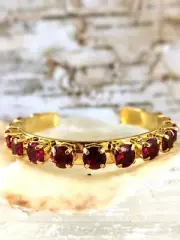30 Carats Natural Mined Red Ruby In Gold Plated Cuff Bracelet