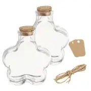 2Pcs 11.4 oz/380ML Flower Shaped Clear Glass Jar with Cork, Twine and Blank Tag
