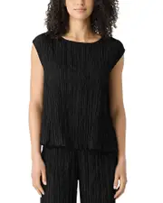 Eileen Fisher Crushed Silk Ballet Neck Top