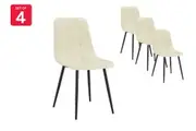 Set of 4 Shangri-La Dover Dining Chairs (Cream, Velvet)