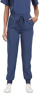 [Ninsam] Jogger Scrubs for Women - Slim Fit, Drawstring Yoga Waistband, 5 Pockets, Soft Stretch Women's Scrub Pants