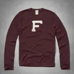 美國百分百【ABERCROMBIE & FITCH】T恤 AF 長袖 T-SHIRT 麋鹿 大F 酒紅 特價 S M L XL號 F813