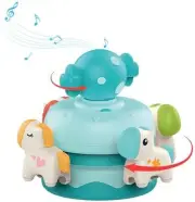 KIDDY WORLD Go round Musical Highchair Toy - Carousel Horse Theme, Wind-Up Mu...