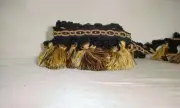 6-3/4Y Kravet TA5188 in 84 Jet Black Brass Gold Tassel Fringe Trim