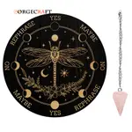 1 套 7.8 英寸女巫擺板木製占卜板帶玫瑰占卜擺錘巫術占卜工具,用於精神祭壇裝飾 - 蜻蜓花環