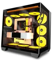 PC CASE ATX 6 PWM ARGB Fans Pre-Installed, Mid-Tower Gaming PC Case, K6 black