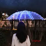 雨傘 透明雨傘 大雨傘 個性 LED發光雨傘網紅透明成人自動清晰長柄傘舞臺道具傘照明傘 灯光伞