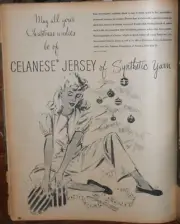 Celanese of New Jersey Synthetic Yarn 1945 Vintage Magazine Ad Print WWII