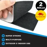 2x HOOK and LOOP Self Adhesive Fastener Tape Sew On Black Fastening Sticky Strap