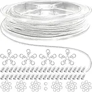 33ft Silver Snake Chain 1.2mm Jewelry Making Chains for Necklace Bracelet DIY Jewelry Supplies Findings - Silver Plated Round Snake Cable Chain Link Roll w/Lobster Clasps, Cord Ends & Jump Rings