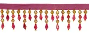 Diamond Beaded Fringe Trim, Color# J19E20 - Beige Brown Red [12 Yards]