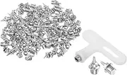 uxcell 1/4 Inch Steel Track Spikes, 100 Pack Sports Shoes Spikes Replacement Accessories with Spike Wrench for Long Jumping Running, Silver Tone