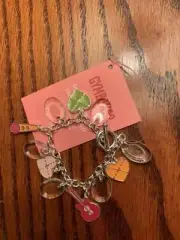 Gymboree Popstar Academy Charm Bracelet Silver Tone Guitar Hearts Beads NWT