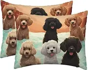 2 Pack Standard Size Pillow Cases with Zipper, Soft Breathable Pillowcase for Hair and Skin, 20"x26" Pillow Covers for Sleeping Gift Bed Pillow Case Poodles Dogs Pillowcases