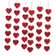Pre-Assembled 12 Pcs Glitter Valentines Day Red Hearts Hanging String Garland