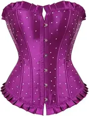 [OFFSUM] Women's Sexy Corset - Satin Ruffles Summer Solid Color Top Large Size Sexy Adjustable Strapless Backless Party Single Breasted Lingerie