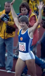Women's 100 metres hurdles gold medallist Bettine Jahn of East Ge - Old Photo