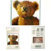 WonderArt Latch Hook Rug Pillow Starter Kit Teddy Bear Old Tyme 12x12 Caron NEW