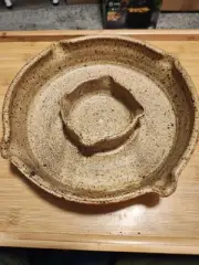 Hand Made Ceramic Brown Speckled Chip & Dip Bowl