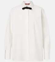 [Max Mara] Max Mara Roll cotton and silk poplin shirt UK 2 white