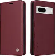 YBFJCE Case for Google Pixel 7 PU Leather Wallet Cover,Flip Folio Case with Card Holders,Magnetic Phone Cover Compatible with Google Pixel 7,Wine Red