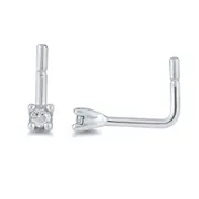 Bevilles Diamond Set Nose Ring Pin in Sterling Silver