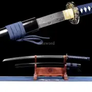 Real Japanese Samurai Hand Forged Folded Steel Sword Katana With Black Scabbard.