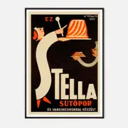 Galrie Stella Sütöpor Vintage Advertising Poster Art Print, Black Frame, A2 42 x 60cm (16 x 24inch)